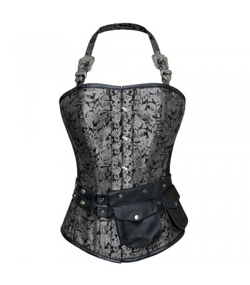 Women Hornglass Overbust Corset Heavy Duty Steel Boned Corset Brocade Corset